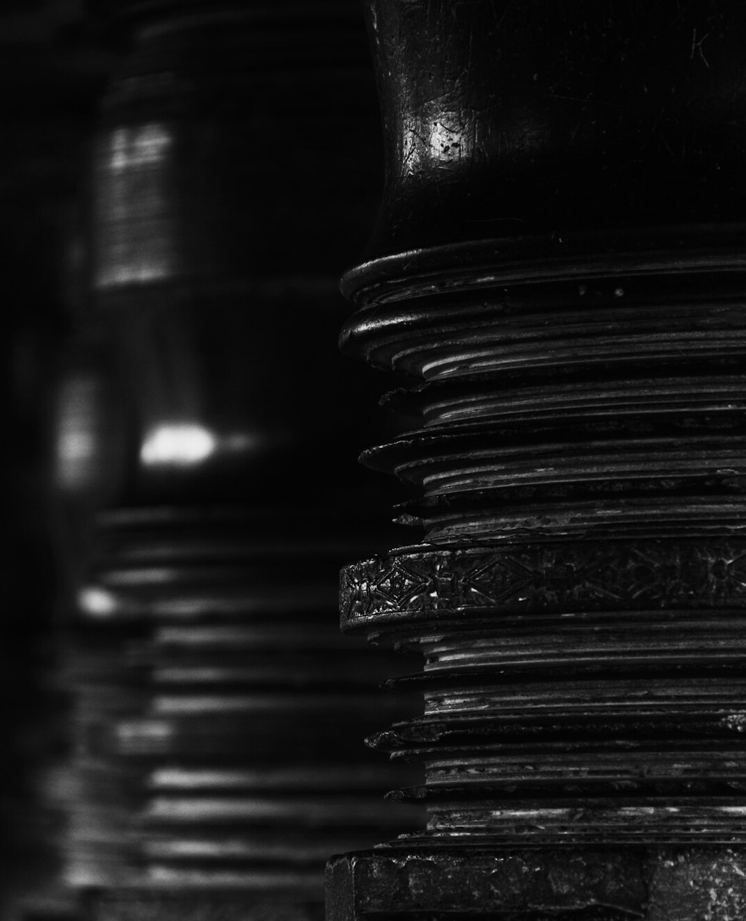 Stack of old film reels and canisters