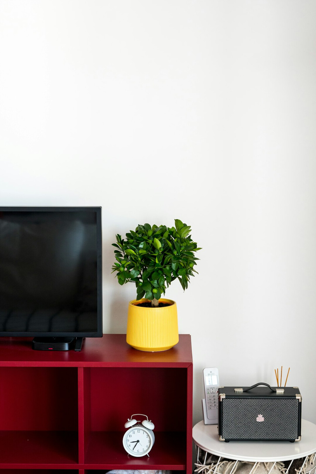 Vintage television set glowing in a dim living room
